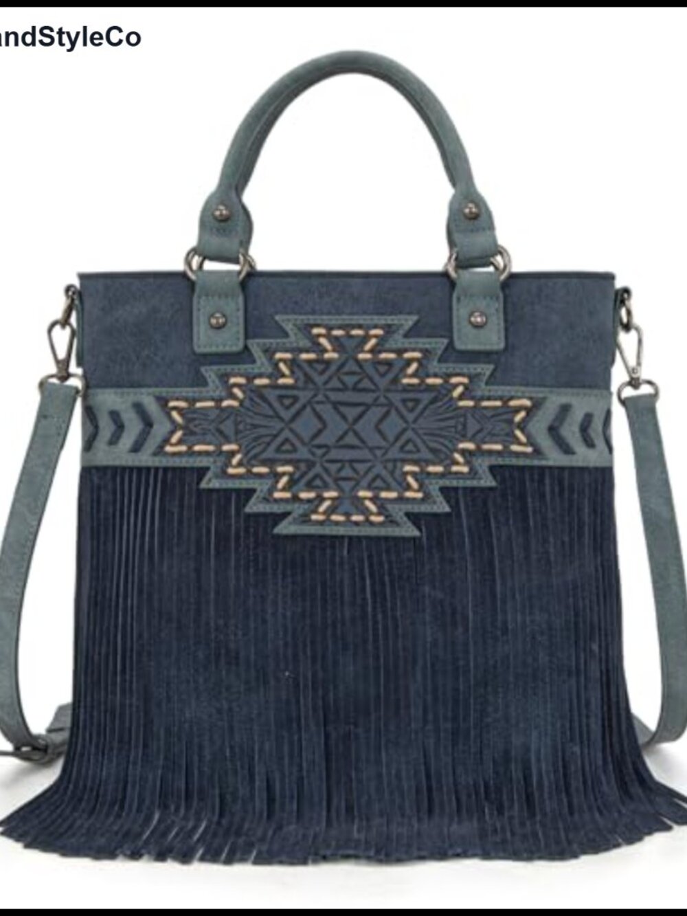 Tooled Fringe Crossbody Top Handle Handbag Western Purse Satchel